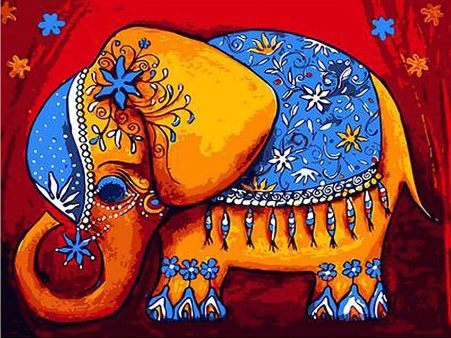 Bereket Fili Sayılarla Boyama Seti 40x50 cm (Tuvale Gerili)