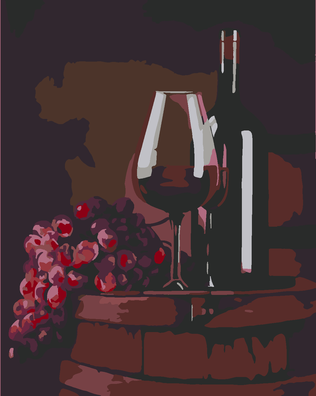 BİR KADEH ŞARAP Boyama Seti 40x50 cm (Tuvale Gerili)