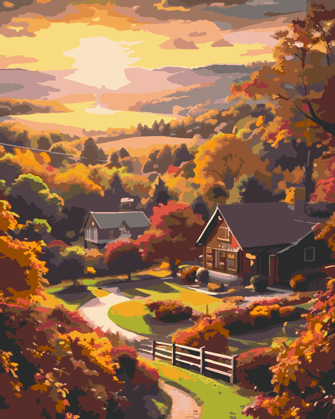 Bir Parça Huzur Sayılarla Boyama Seti 40x50 cm (Tuvale Gerili)