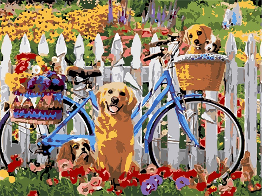 Bisiklet Sayılarla Boyama Seti 50x65 cm (Tuvale Gerili)