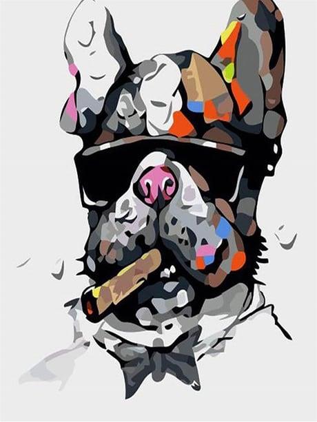 Bulldog Sayılarla Boyama Seti 40x50 cm (Tuvale Gerili)
