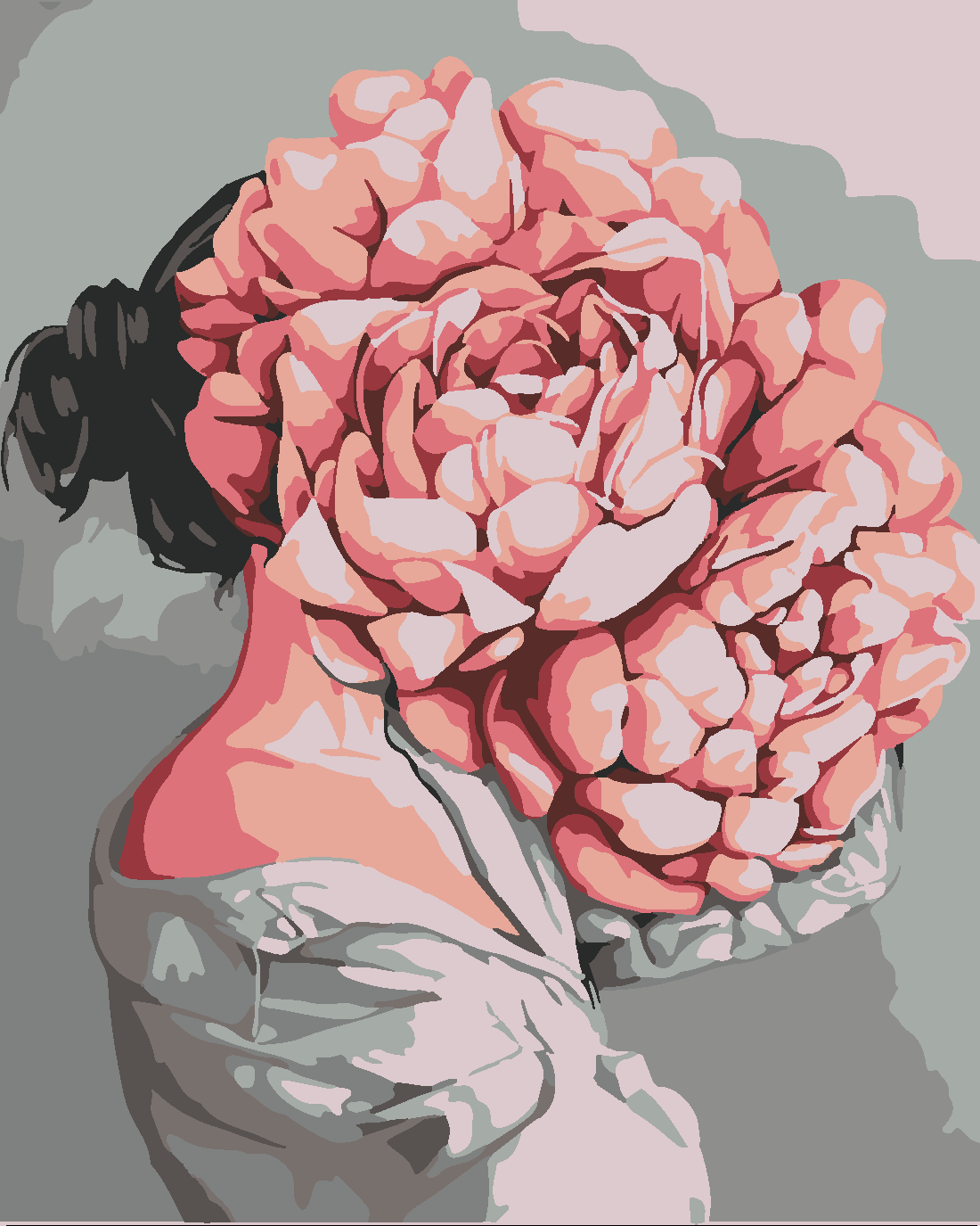 ÇİÇEKLENMEK YÜZÜMDE AÇAN ÇİÇEKLER Boyama Seti 40x50 cm (Tuvale Gerili)