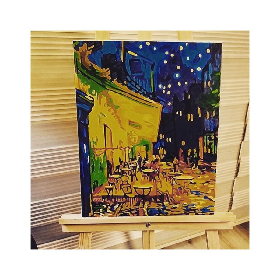 Cafe de Teras Sayılarla Boyama Seti 40x50 cm (Tuvale Gerili)