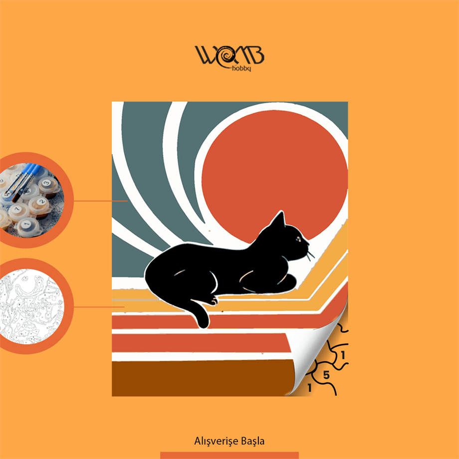 Cat 2 Sayılarla Boyama Seti 30x40 cm (Tuvale Gerili)