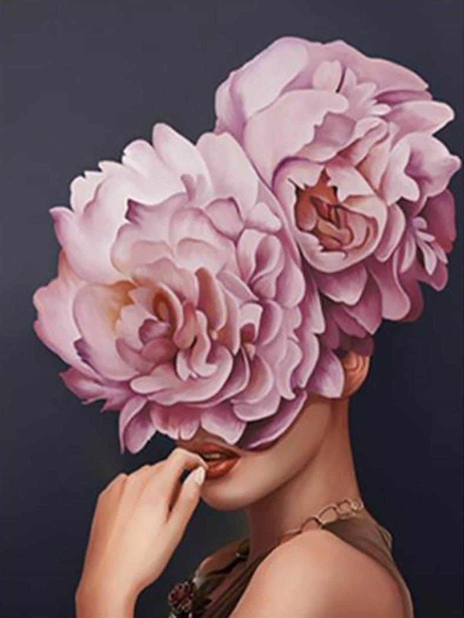 Çiçeklenmek Dilber Dudak 2 Sayılarla Boyama Seti(40x50 cm Tuval Şasesine Gerili)