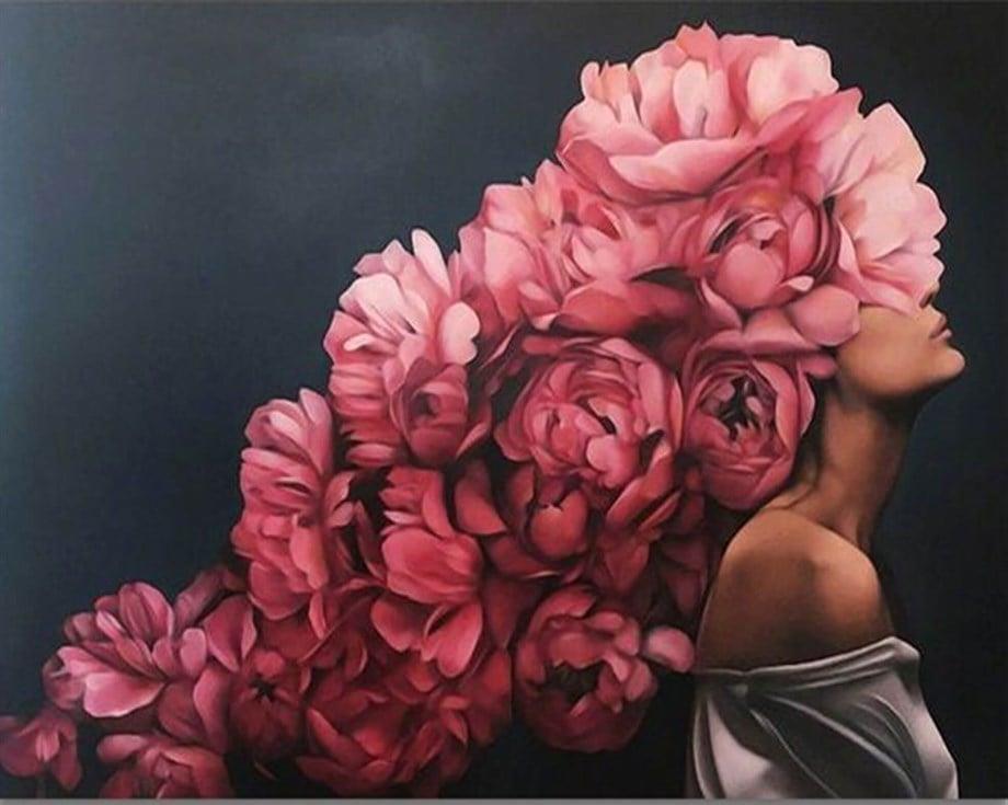 Çiçeklenmek Uzayan Çiçekler Sayılarla Boyama Seti 40x50 cm (Tuvale Gerili)