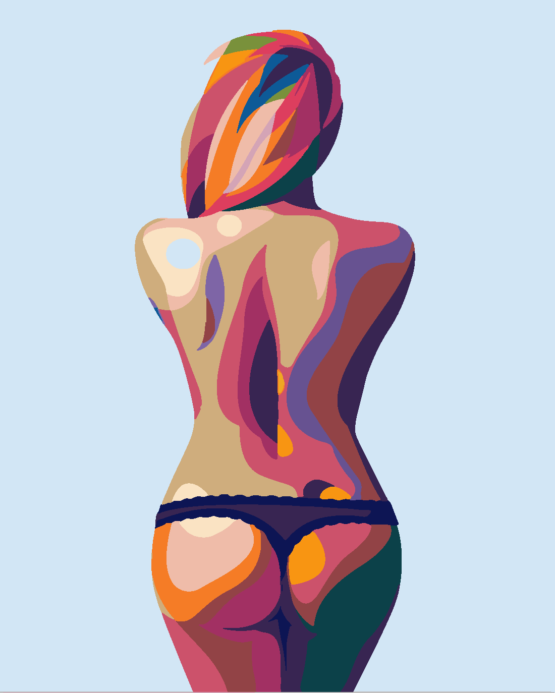 Çıplak Sırt Sayılarla Boyama Seti 40x50 cm (Tuvale Gerili)