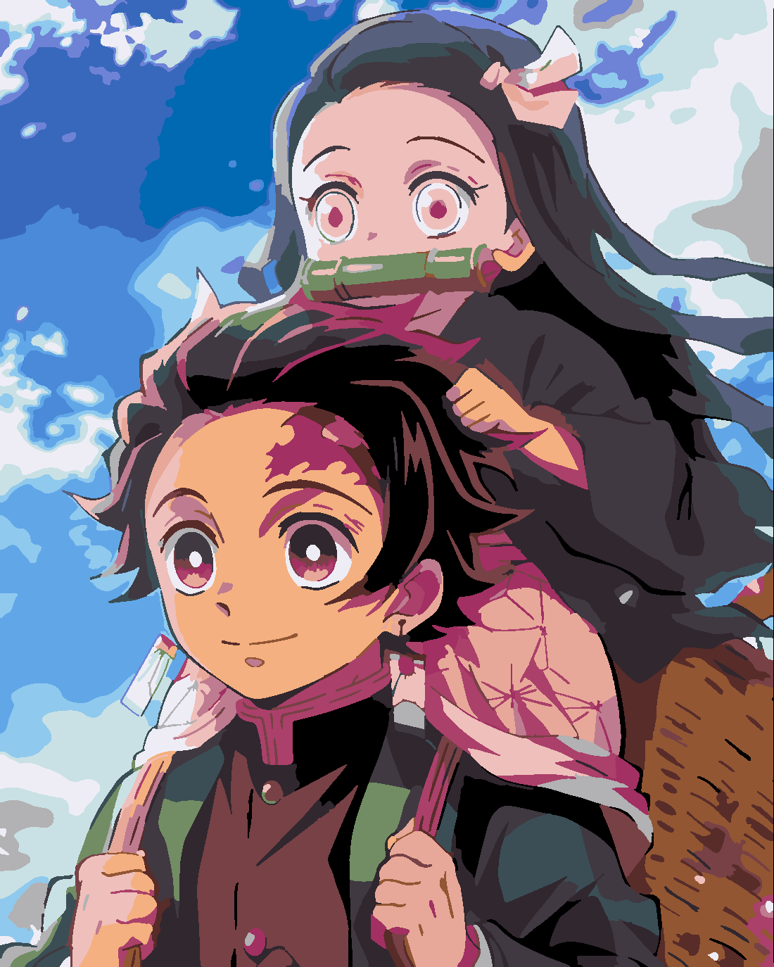 Demon Slayer- Tanjiro ve Nezuko  40x50 cm (Tuvale Gerili)