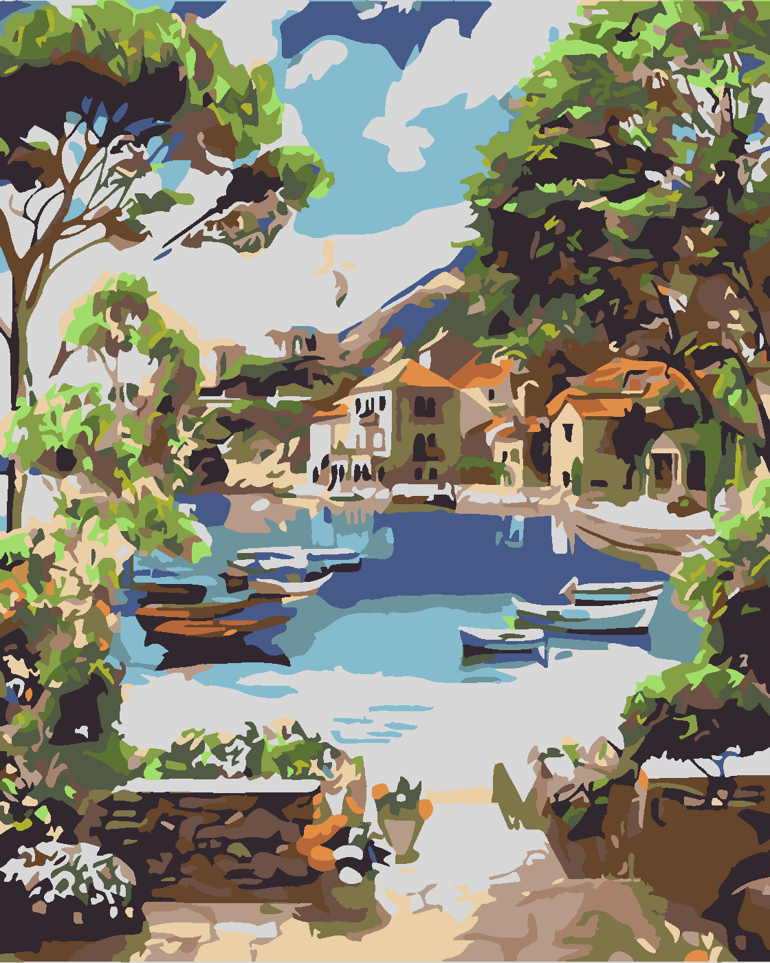 DENİZ KENARI Boyama Seti 40x50 cm (Tuvale Gerili)