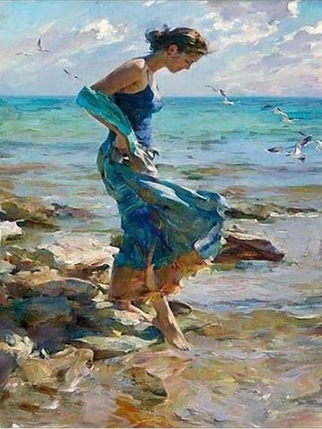 Deniz Kokusu Sayılarla Boyama Seti 40x50 cm (Tuvale Gerili)