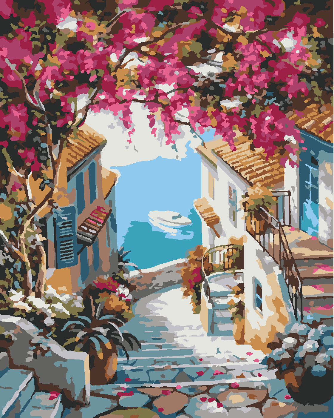 Denizi Süsleyen Sokak Boyama Seti 40x50 cm (Tuvale Gerili)