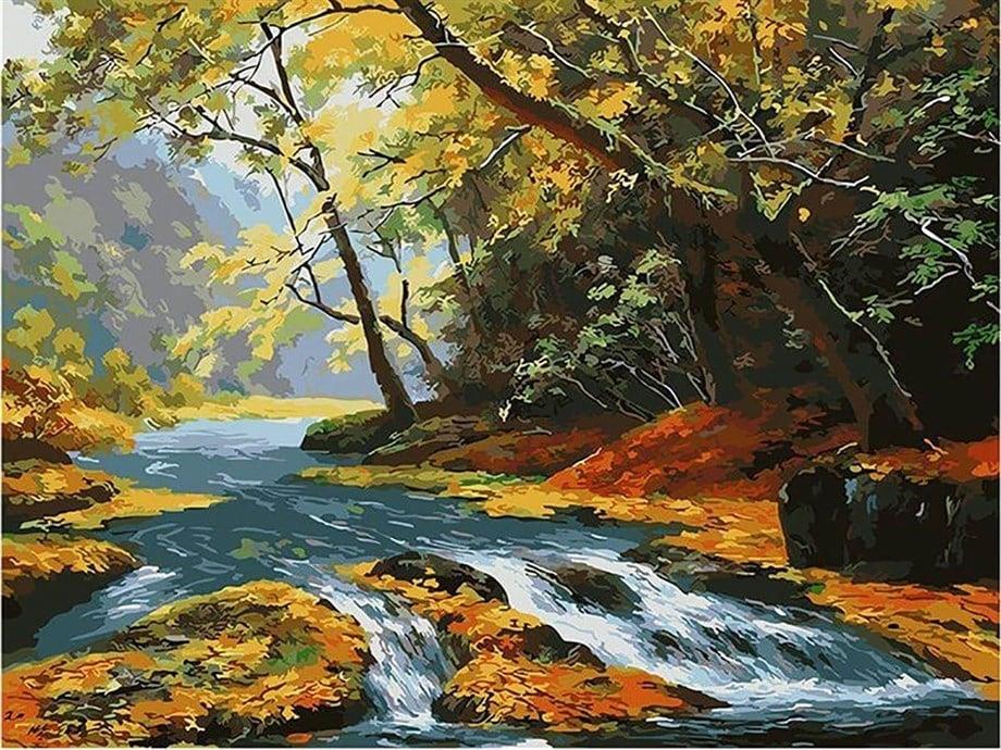 Dere Yatağı Sayılarla Boyama Seti(40x50 cm Tuval Şasesine Gerili)