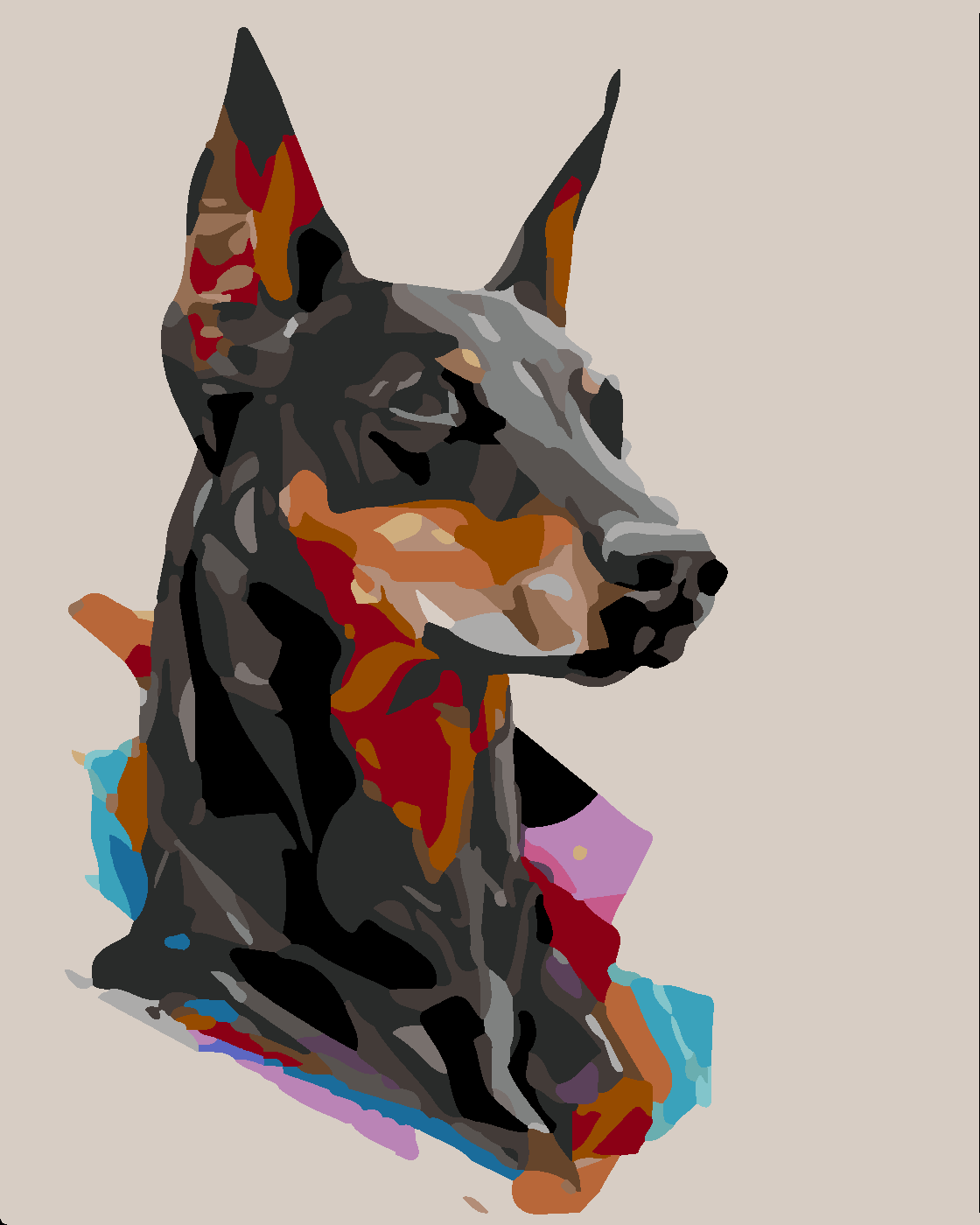 Doberman -2 Boyama Seti 40x50 cm (Tuvale Gerili)
