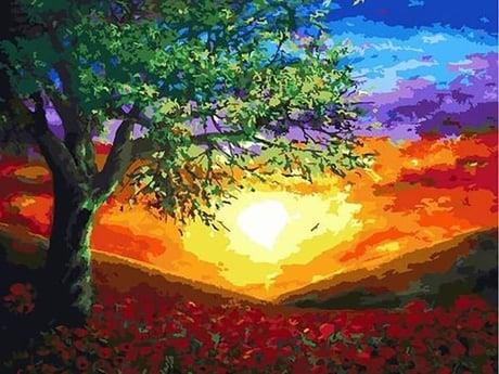 Doğa Sayılarla Boyama Seti 40x50 cm (Tuvale Gerili)