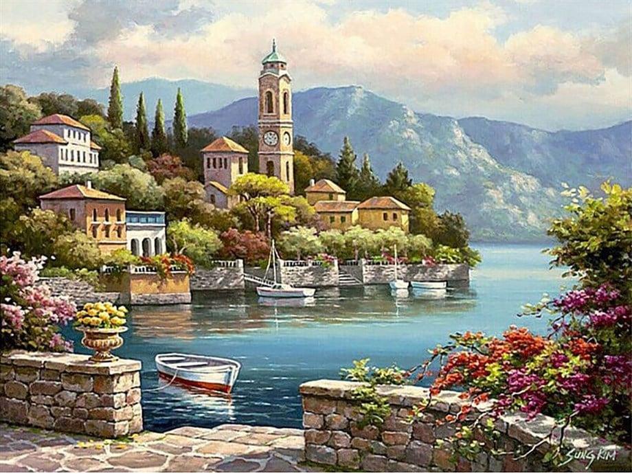 Eşsiz Manzara Sayılarla Boyama Seti 40x50 cm (Tuvale Gerili)