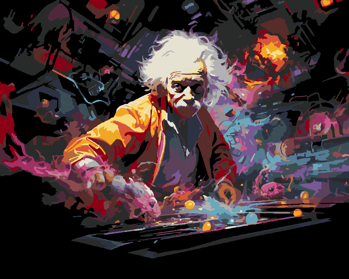 Göreceli Einstein Sayılarla Boyama Seti 40x50 cm (Tuvale Gerili)