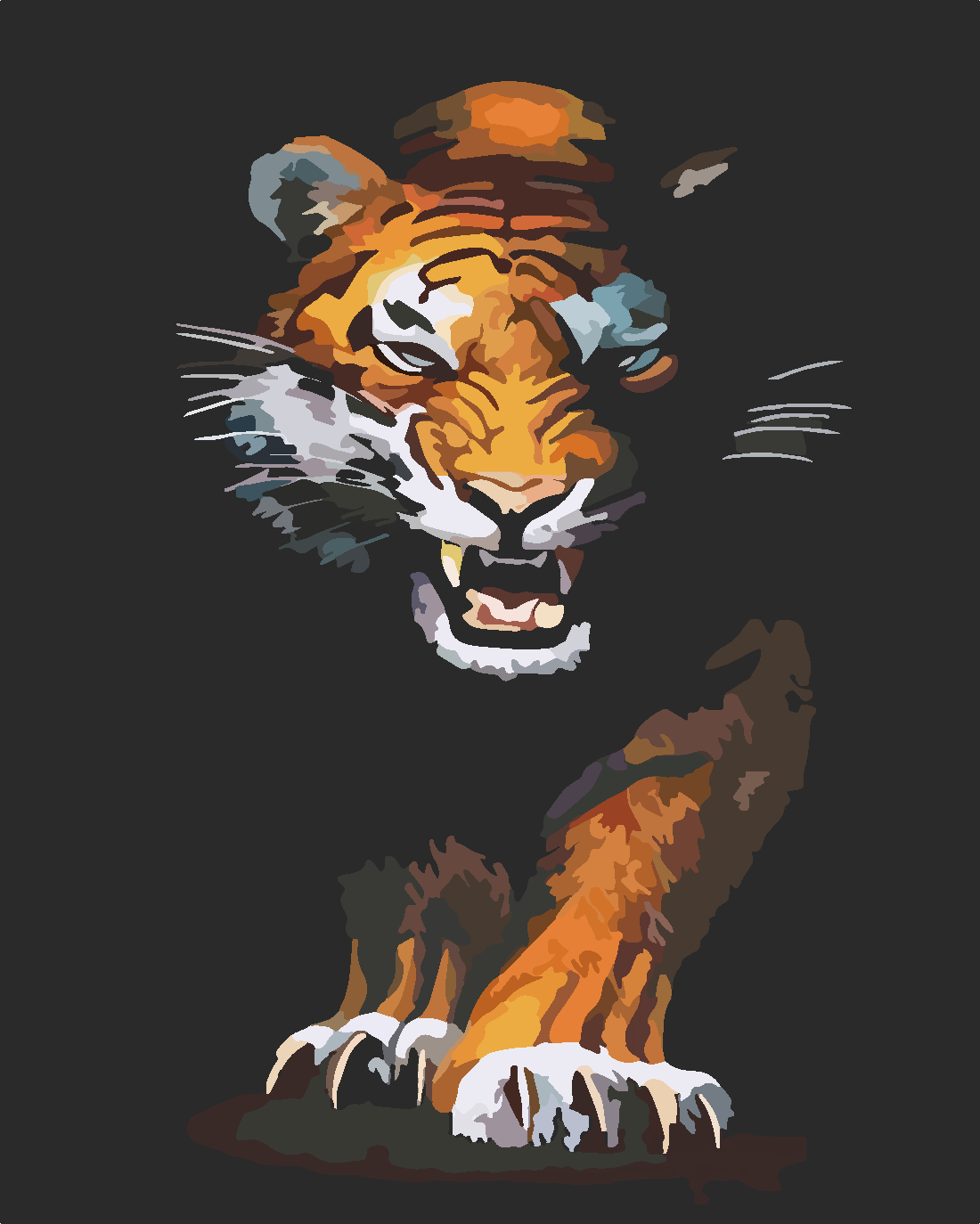 Gölgedeki Kaplan Sayılarla Boyama Seti 40x50 cm (Tuvale Gerili)