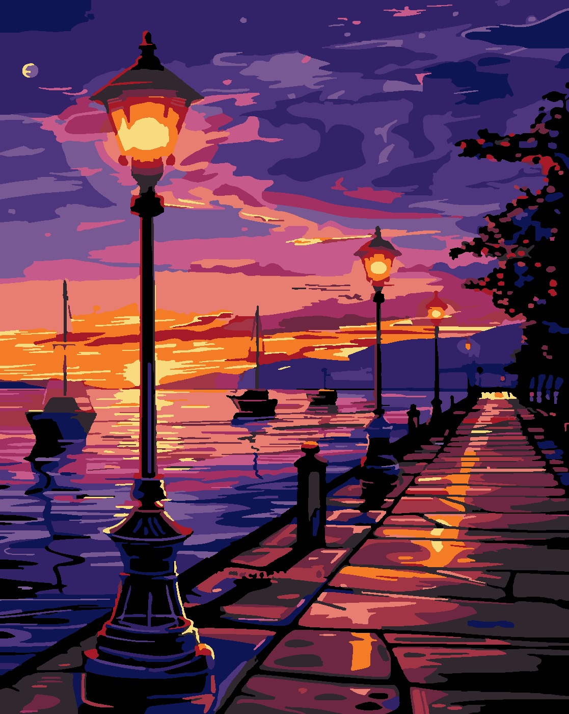 Gün Batımın Çekimi Boyama Seti 40x50 cm (Tuvale Gerili)