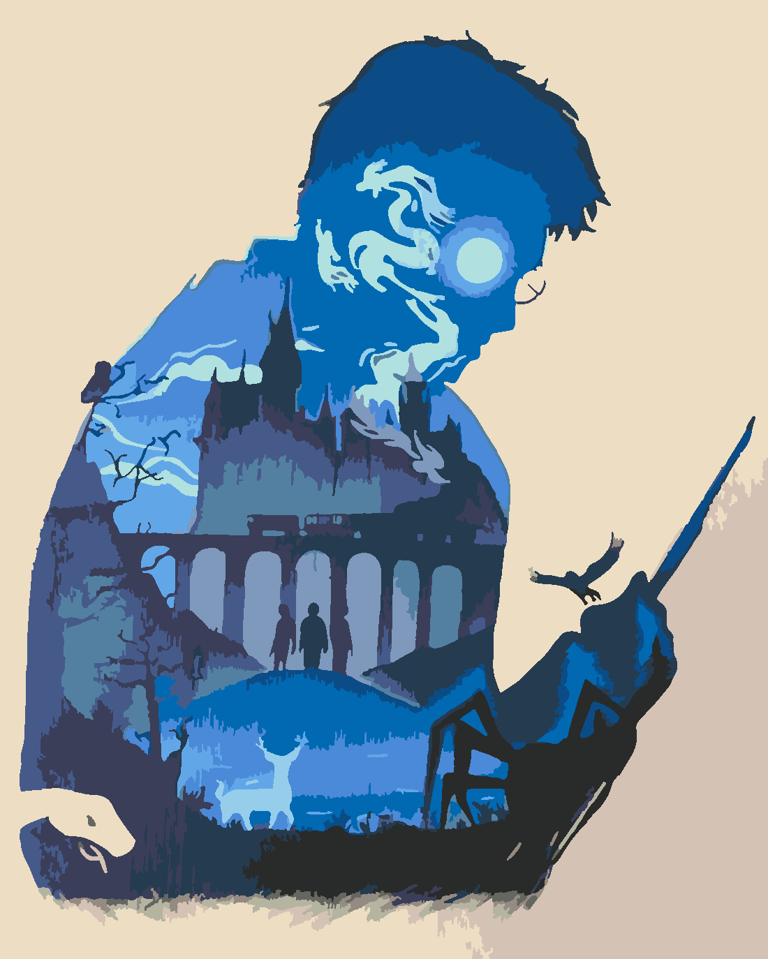 HARRY VE HOGWARDS Boyama Seti 40x50 cm (Tuvale Gerili)