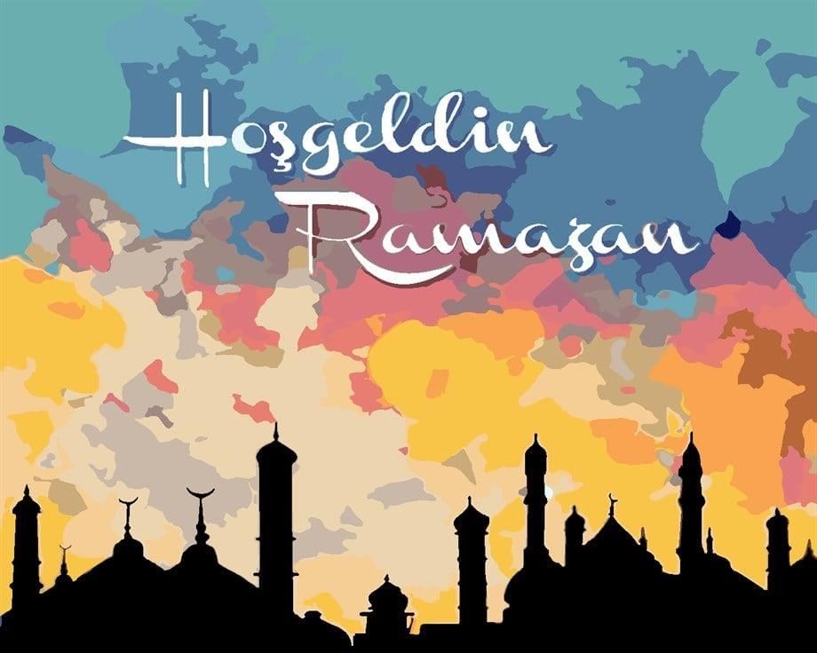 Hoşgeldin Ramazan Sayılarla Boyama Seti  (Tuvale Gerili)