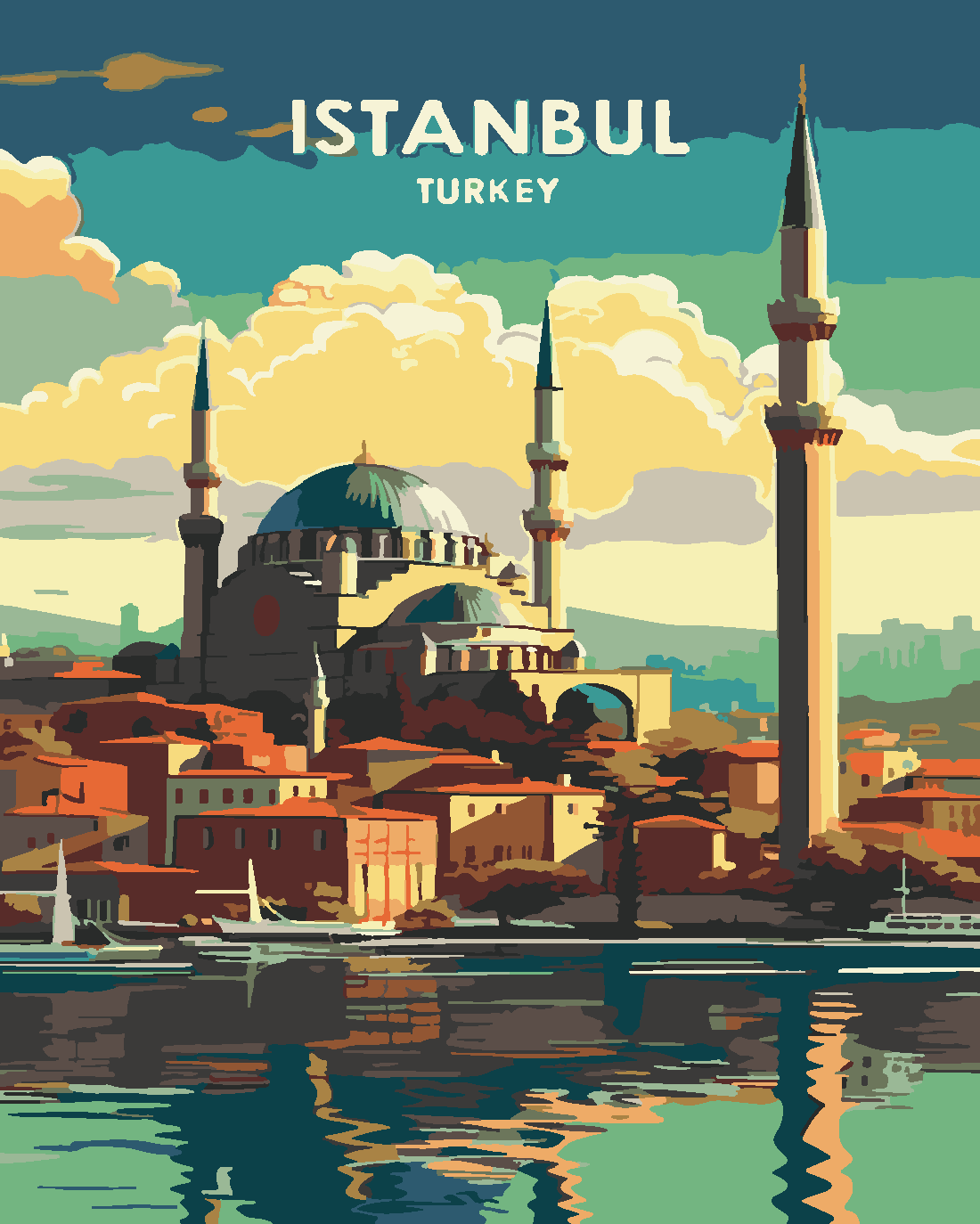 İSTANBUL  Boyama Seti 40x50 cm (Tuvale Gerili)