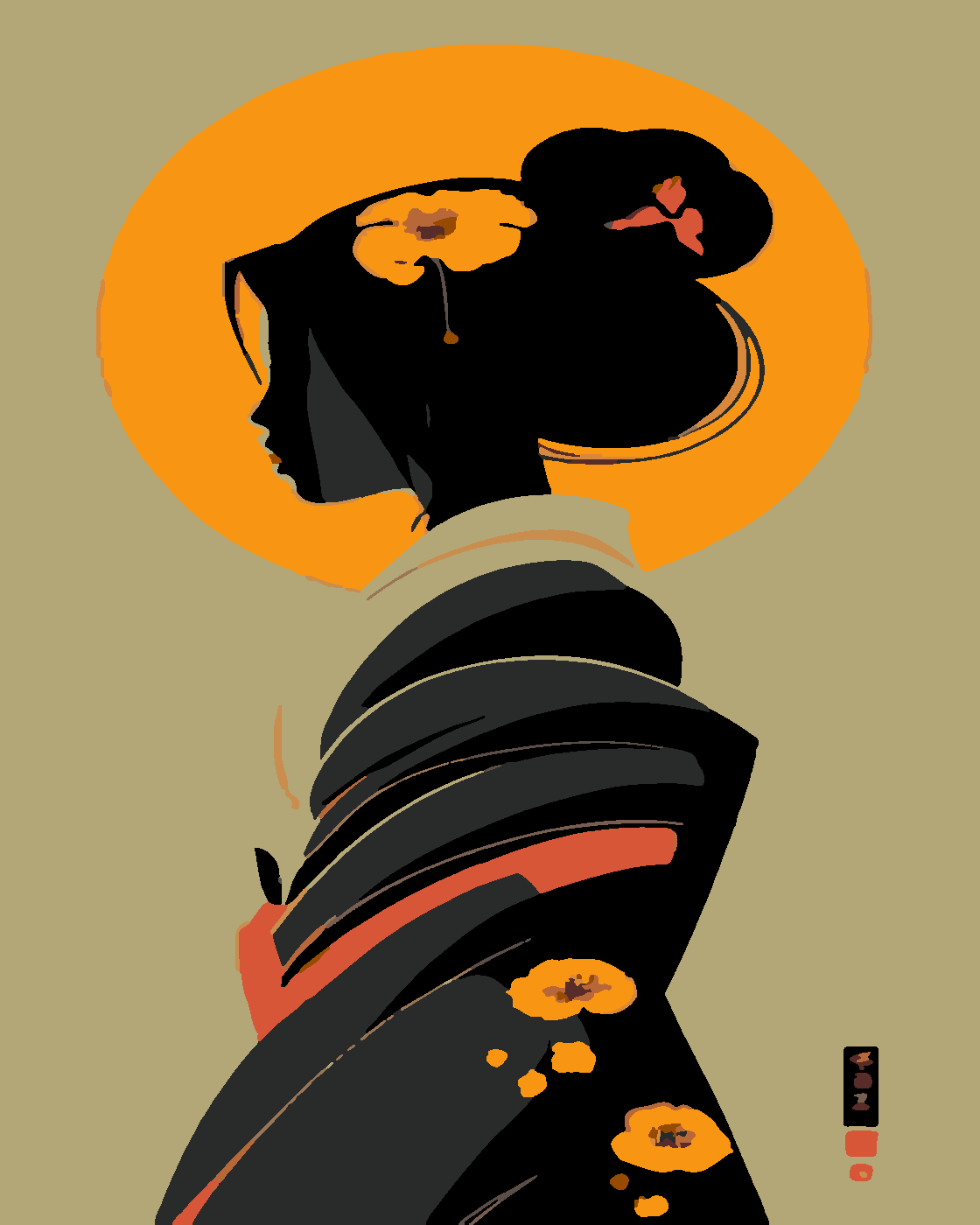 JAPON ESİNTİSİ Boyama Seti 40x50 cm (Tuvale Gerili)