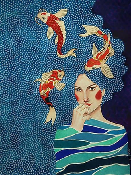 Kadının Aklındakiler Sayılarla Boyama Seti 40x50 cm (Tuvale Gerili)
