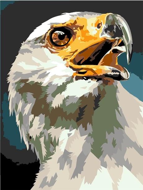 Kartal Başı Sayılarla Boyama Seti  (Tuvale Gerili)