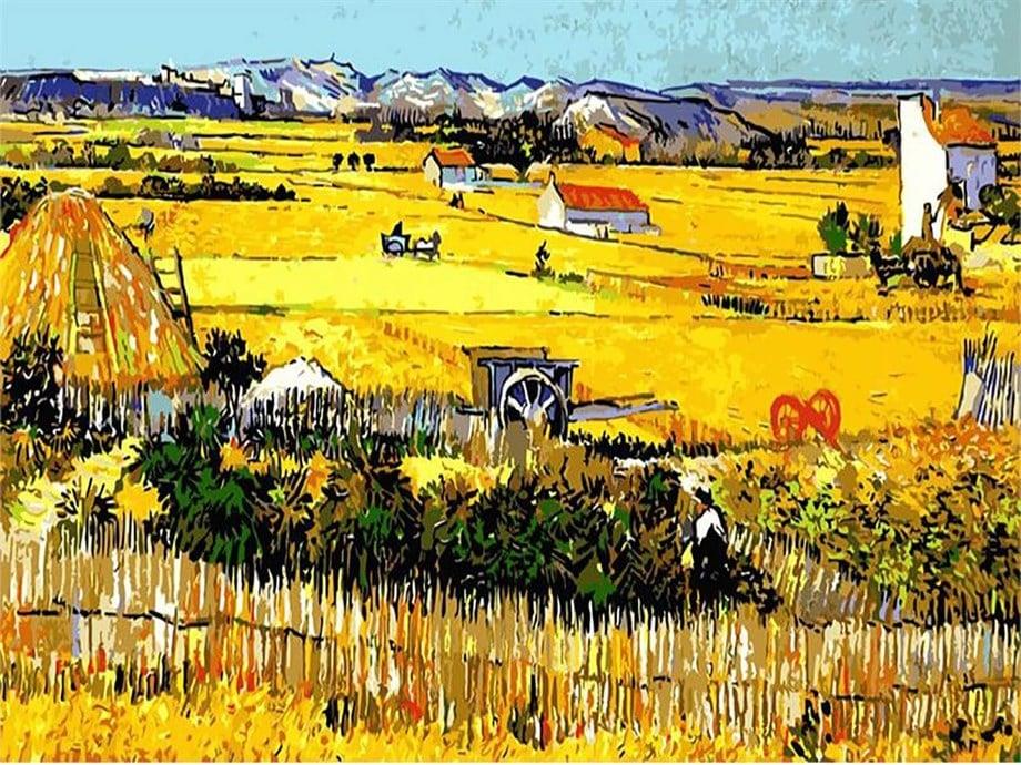 Kasaba Manzarası Sayılarla Boyama Seti 40x50 cm (Tuvale Gerili)
