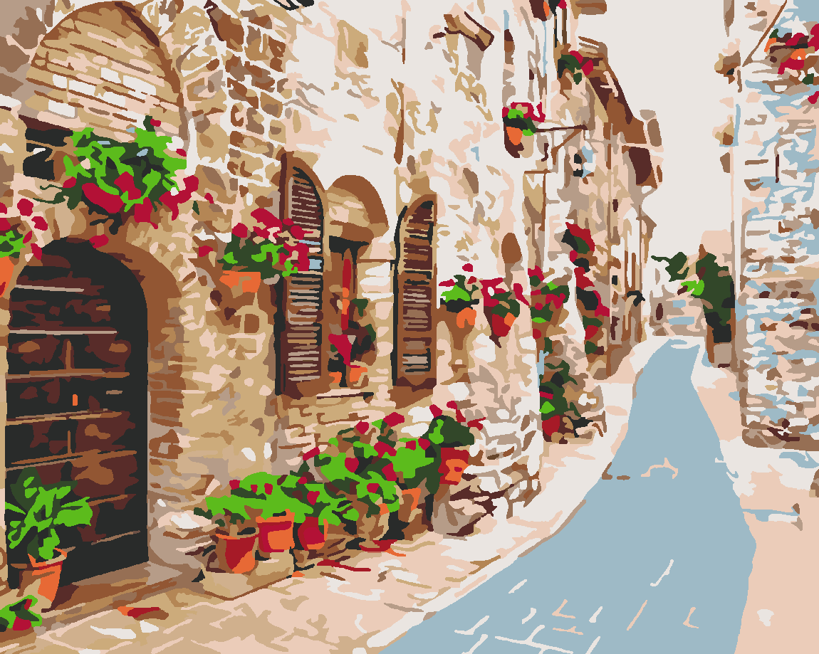 Kaybolduğum Sokak Boyama Seti 40x50 cm (Tuvale Gerili)