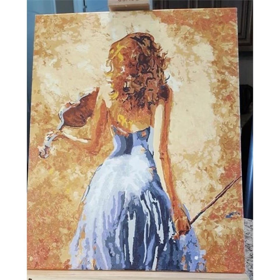Keman Çalan Kız 2 Sayılarla Boyama Seti 40x50 cm (Tuvale Gerili)
