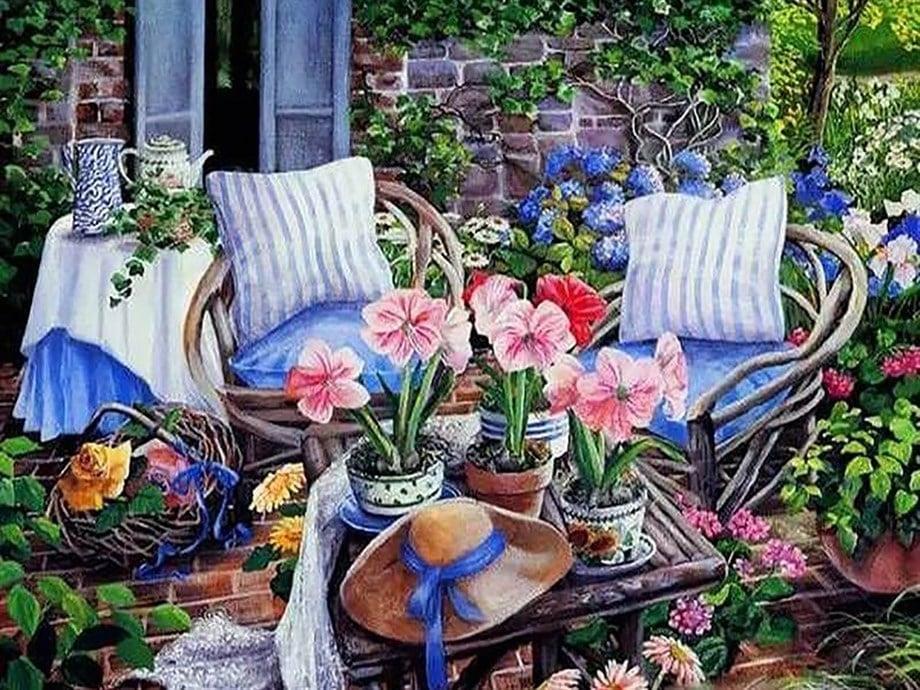 Keyif Köşesi Sayılarla Boyama Seti 40x50 cm (Tuvale Gerili)