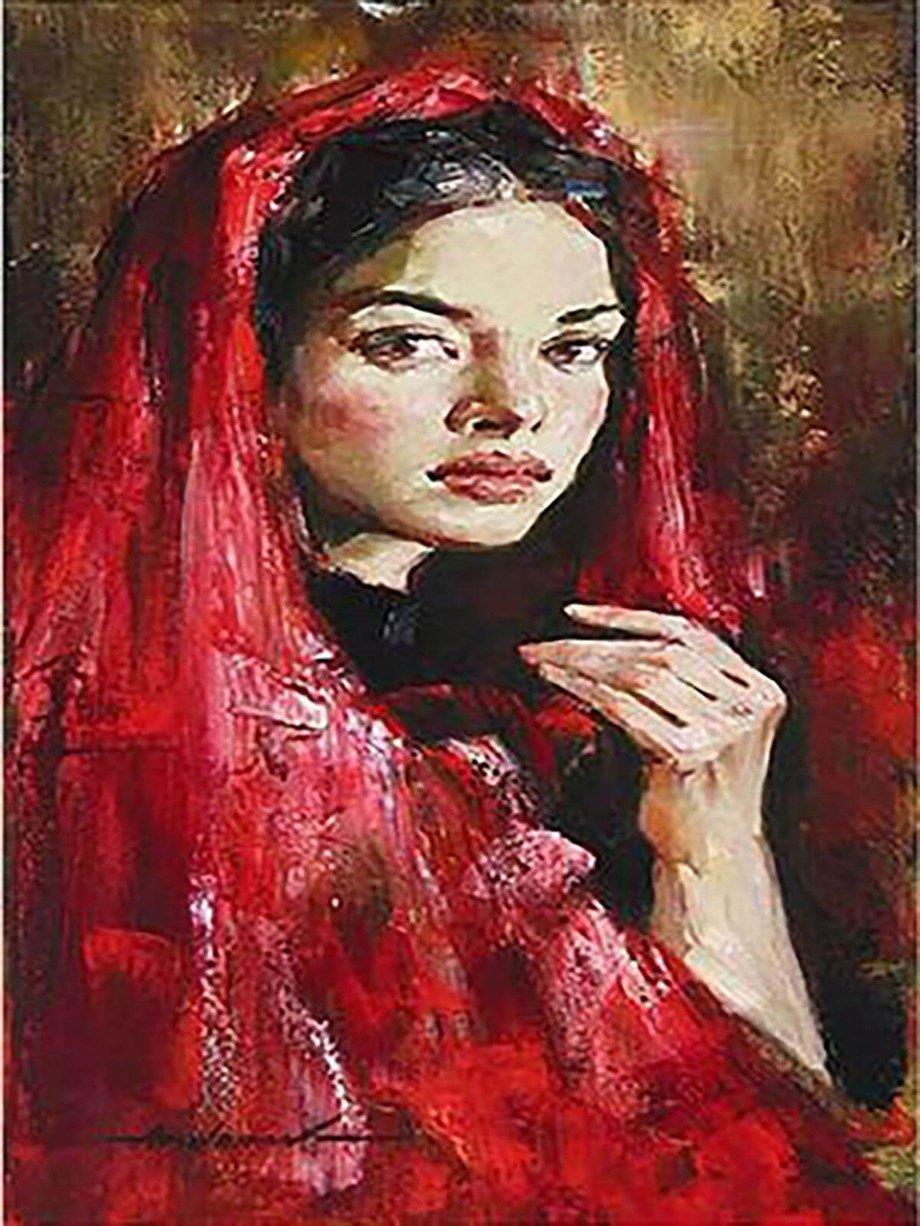 Kırmızılar İçinde Sayılarla Boyama Seti 40x50 cm (Tuvale Gerili)