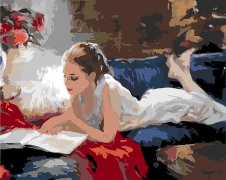 Kitap Kurdu Sayılarla Boyama Seti( Tuval Şasesine Gerili)