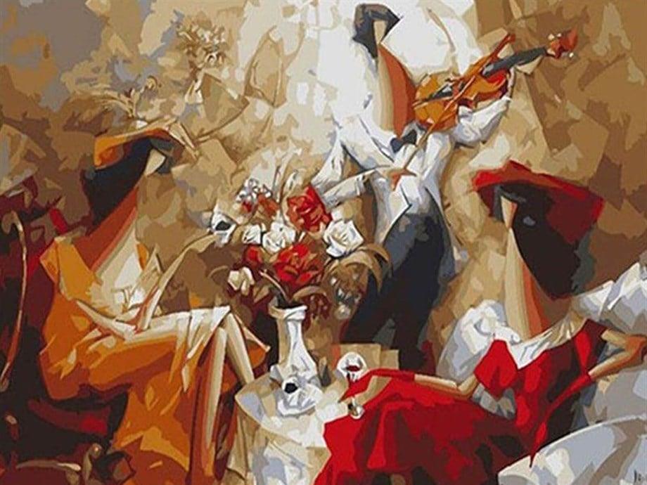 Klasik Müzik Partisi Sayılarla Boyama Seti(40x50 cm Tuval Şasesine Gerili)