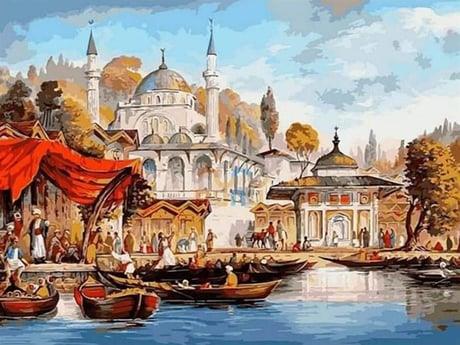 Lale Devri Sayılarla Boyama Seti 40x50 cm (Tuvale Gerili)