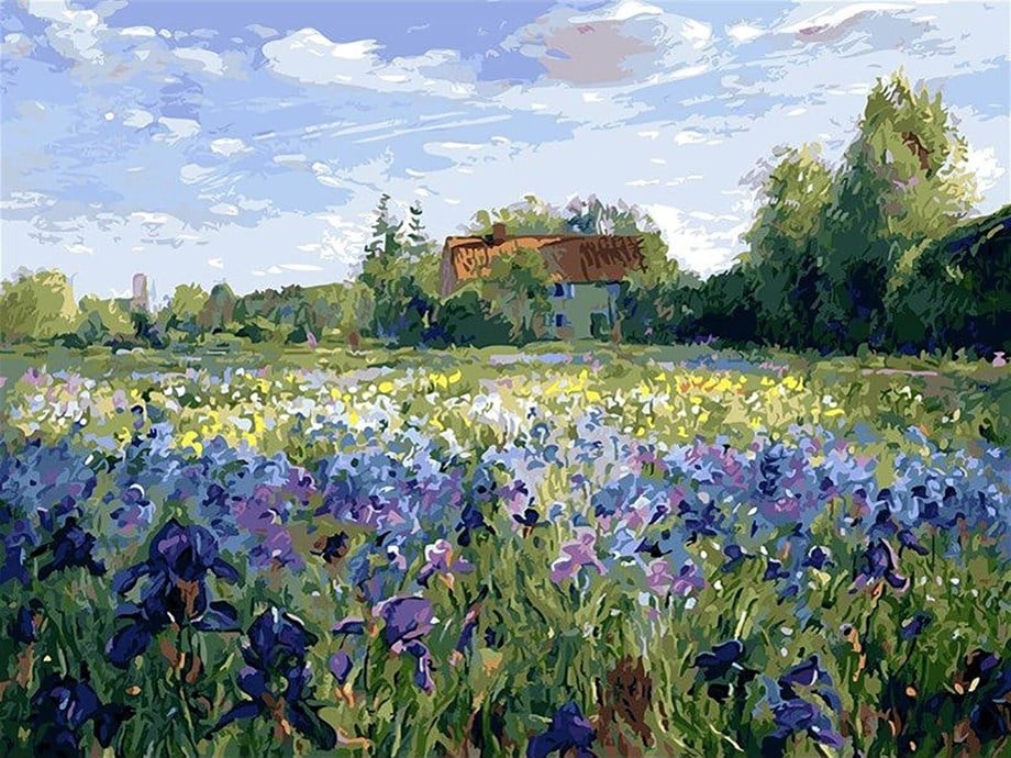 Lavanta Bahçesi Sayılarla Boyama Seti 50x65 cm (Tuvale Gerili)
