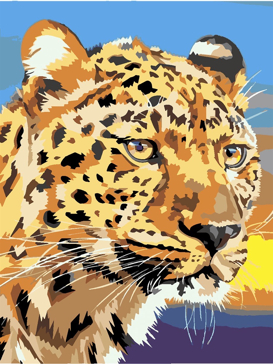 Leopar 2 Sayılarla Boyama Seti 50x65 cm (Tuvale Gerili)