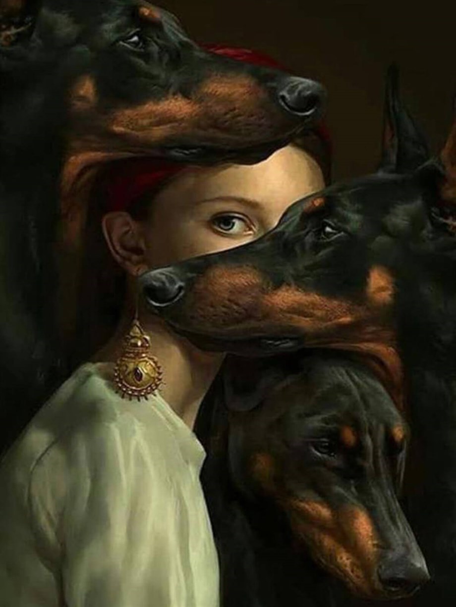 Leydinin Köpekleri Sayılarla Boyama Seti 50x65 cm (Tuvale Gerili)