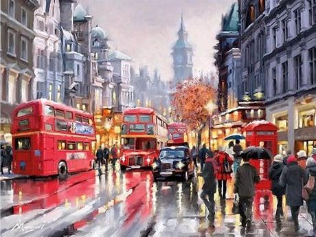 Londra Telaşı Sayılarla Boyama Seti 40x50 cm (Tuvale Gerili)