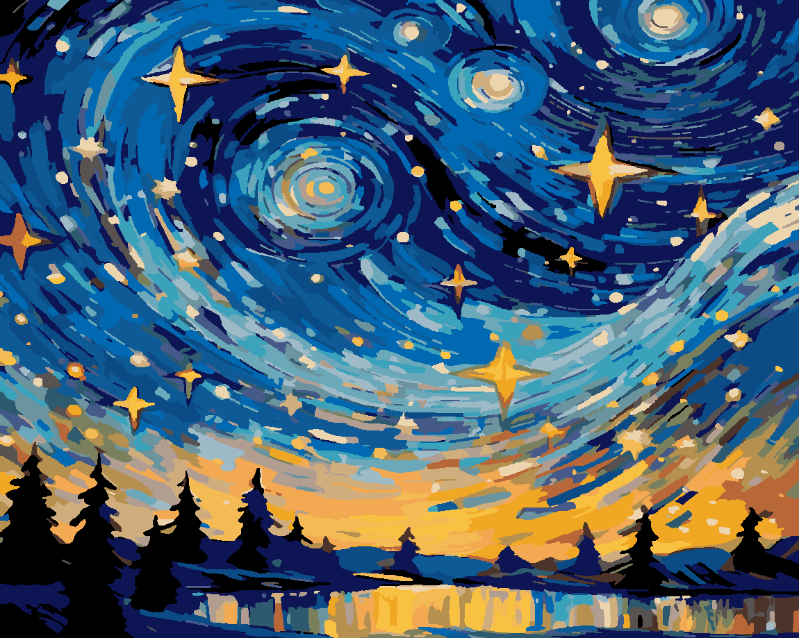 Lucid Yıldızlı Geceler Boyama Seti 40x50 cm (Tuvale Gerili)