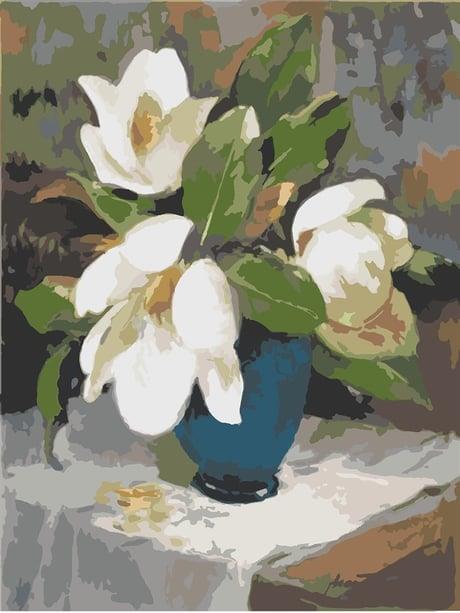 Masadaki Zerafet Sayılarla Boyama Seti  (Tuvale Gerili)