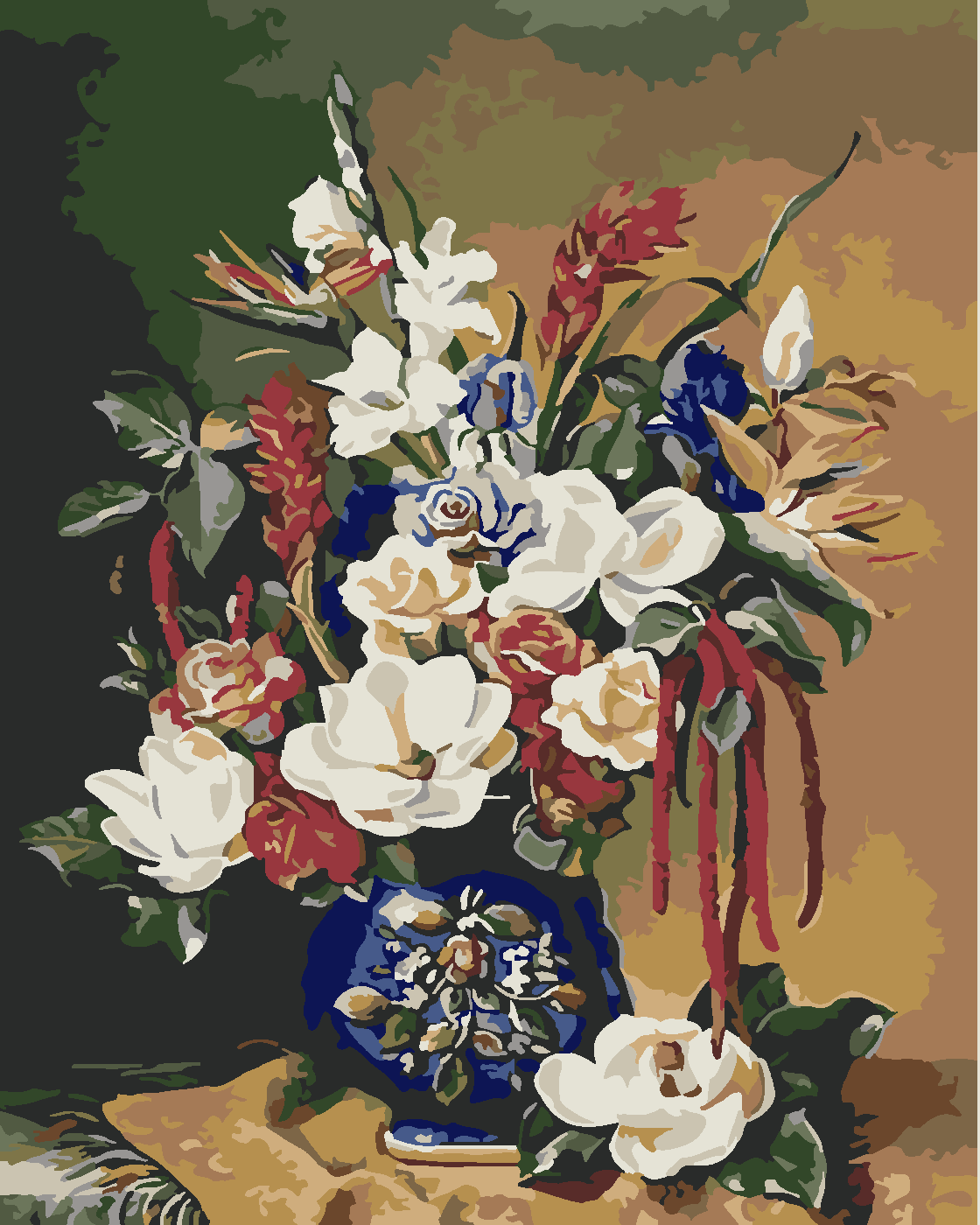 MAVİ VAZODAKİ ZERAFET Boyama Seti 40x50 cm (Tuvale Gerili)