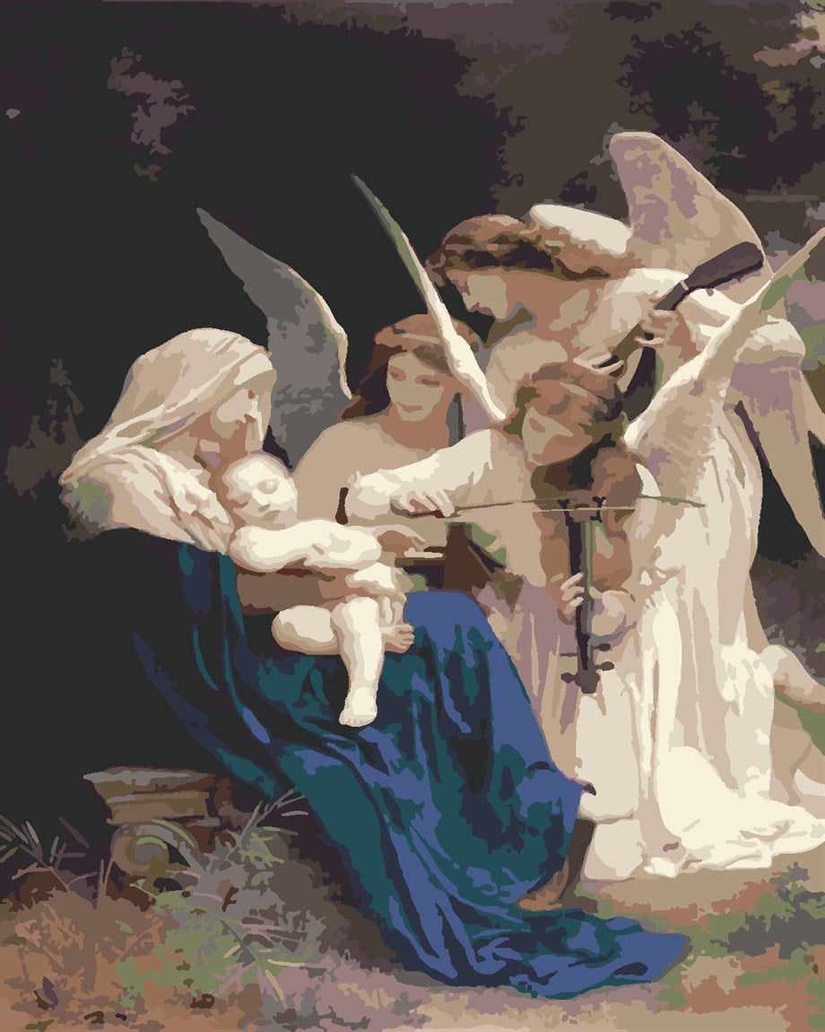 Meleklerin Şarkısı Sayılarla Boyama Seti(50x65 cm Tuval Şasesine Gerili)