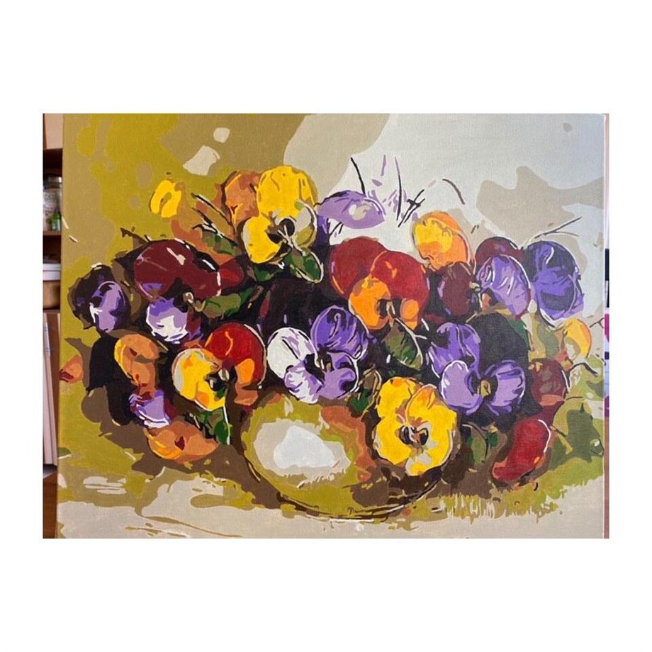Menekşeler Sayılarla Boyama Seti 40x50 cm (Tuvale Gerili)