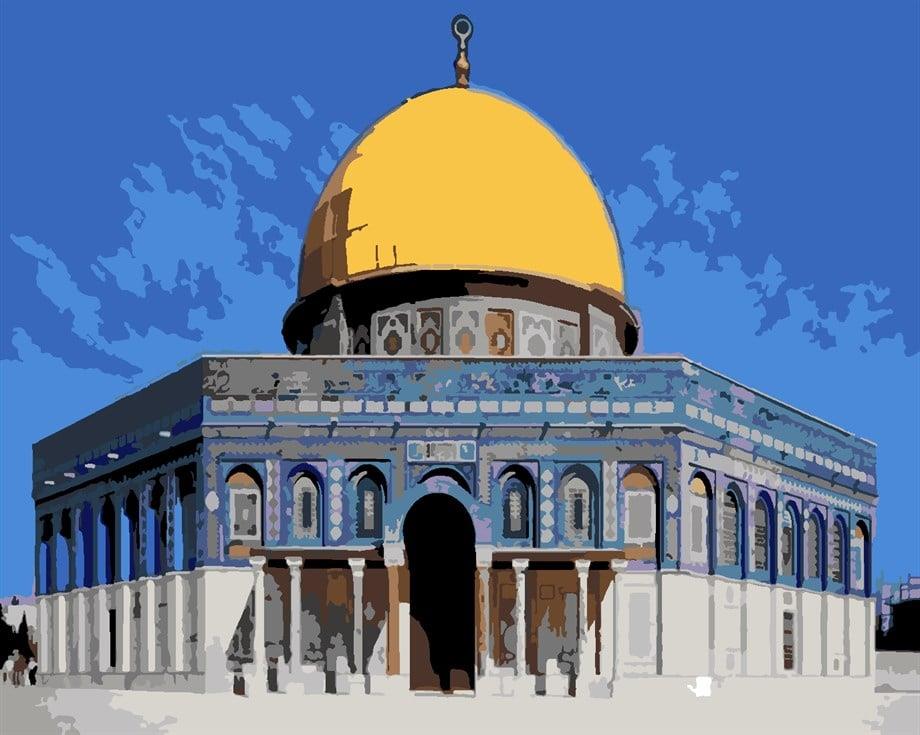 Mescidi Aksa Sayılarla Boyama Seti  (Tuvale Gerili)