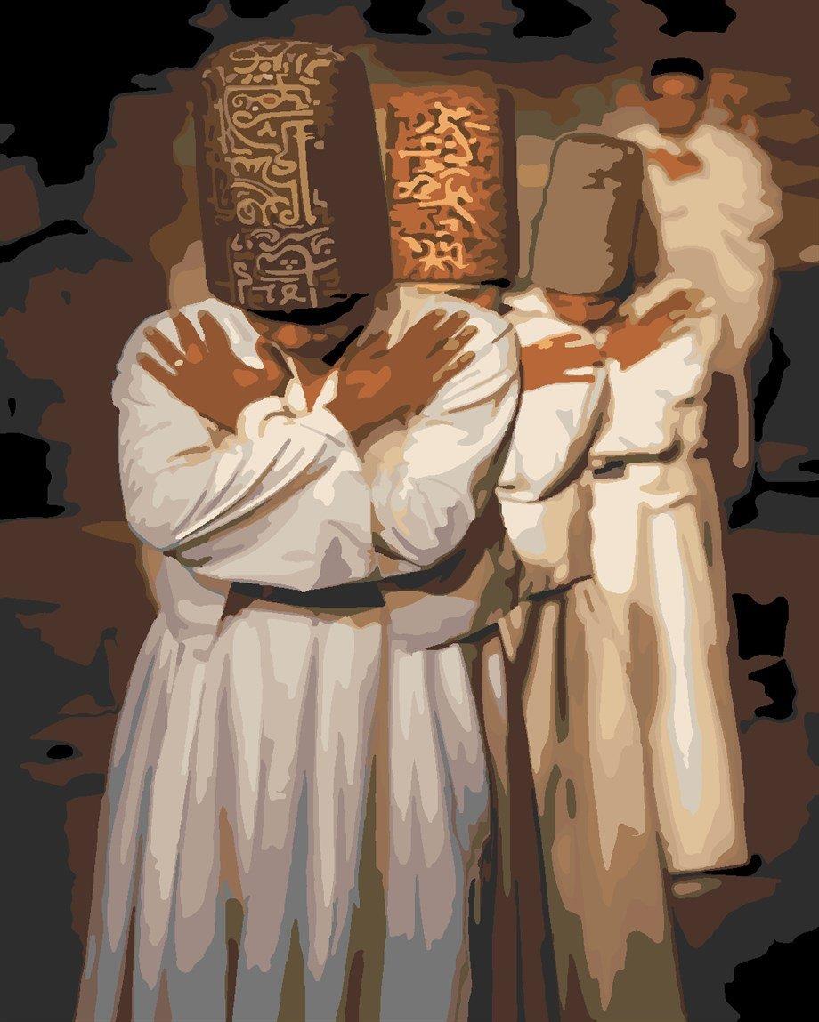 Mevleviler 3 Sayılarla Boyama Seti  (Tuvale Gerili)