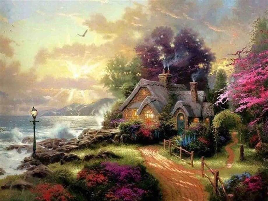 Mistik Ev Sayılarla Boyama Seti(40x50 cm Tuval Şasesine Gerili)