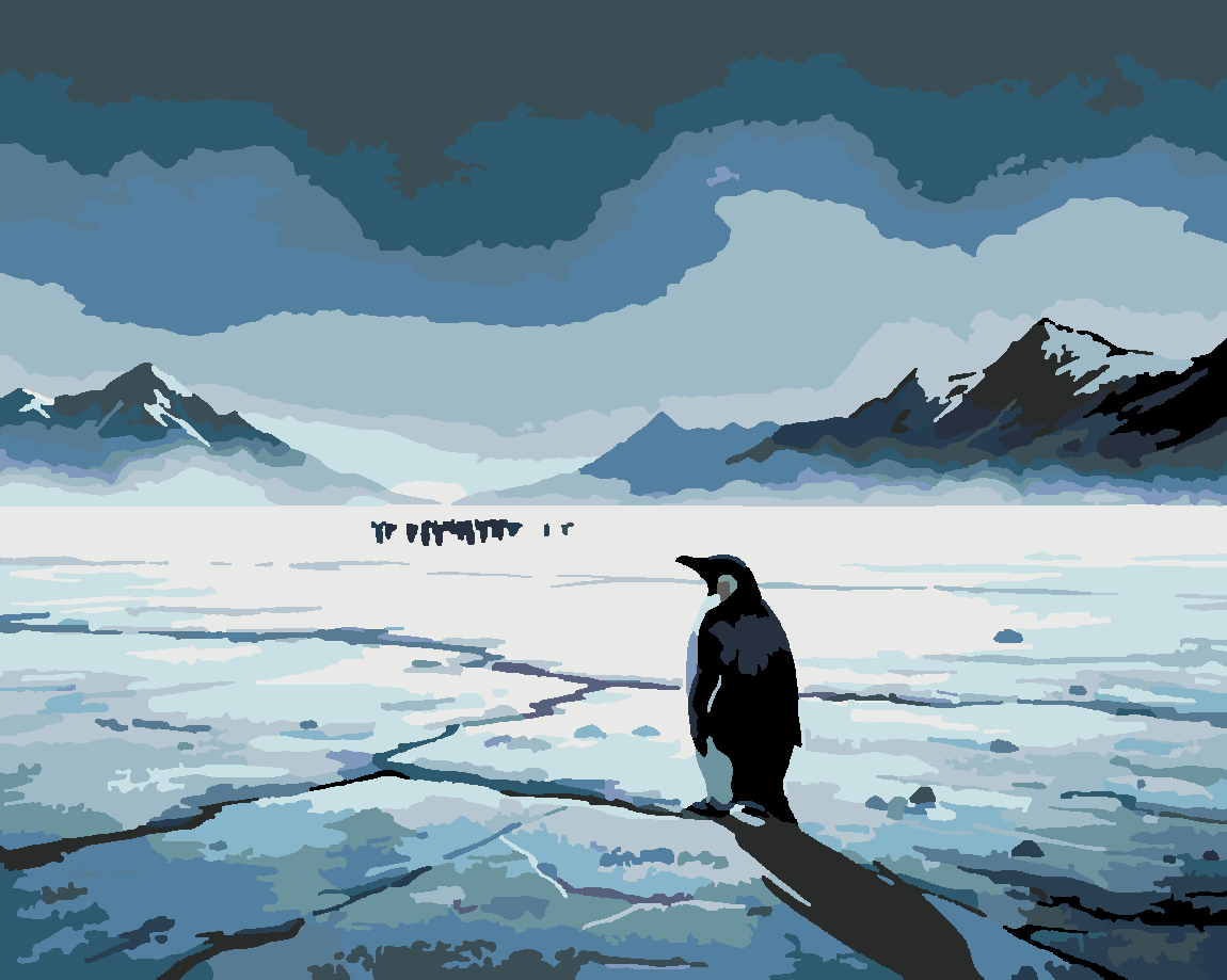 Nihilist Penguen Son Veda Boyama Seti 40x50 cm (Tuvale Gerili)