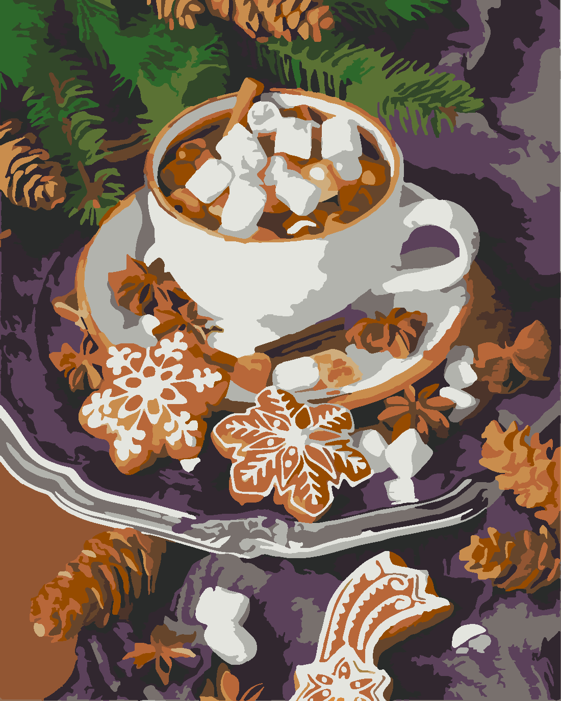 Noel Fincanı Boyama Seti 40x50 cm (Tuvale Gerili)
